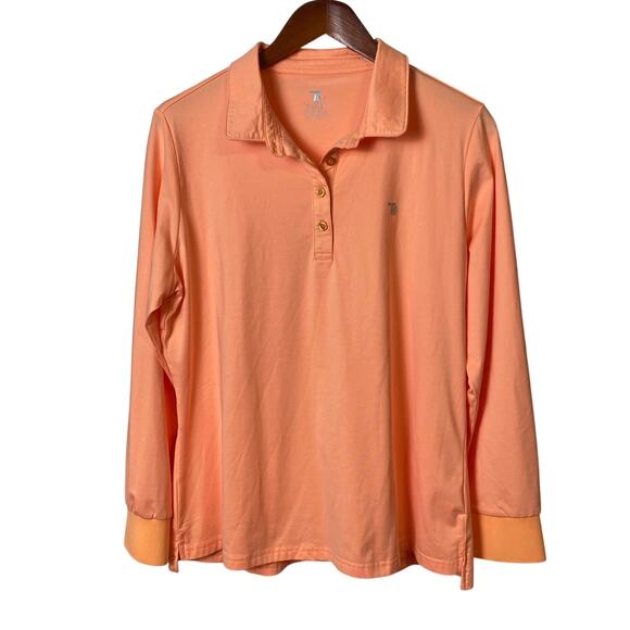 Trr Women's Orange Long Sleeve Polo Golf Shirt Size X-Large - Picture 1 of 7
